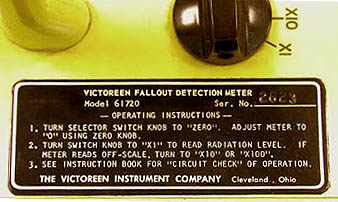 Victoreen Model 61720 Fallout Detection Meter label