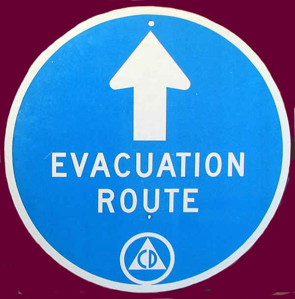 Civil Defense Evacuation Route Sign