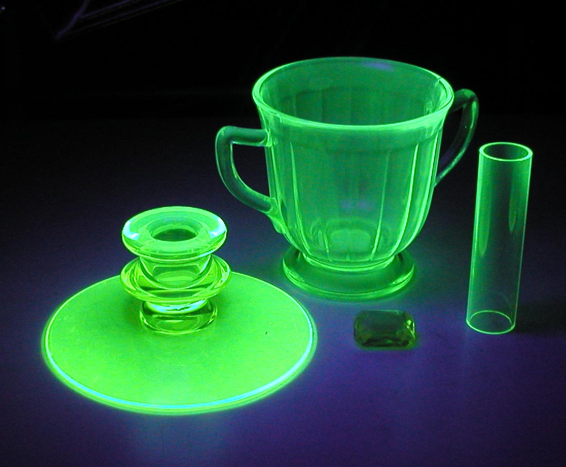 thumbnail image 2 of Uranium Glass Vase - Nude Women Art Deco, Vaseline Glass, Bohemian, Glows Under UV 2 of 4