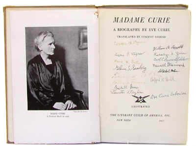 Autographed Biography of Marie Curie