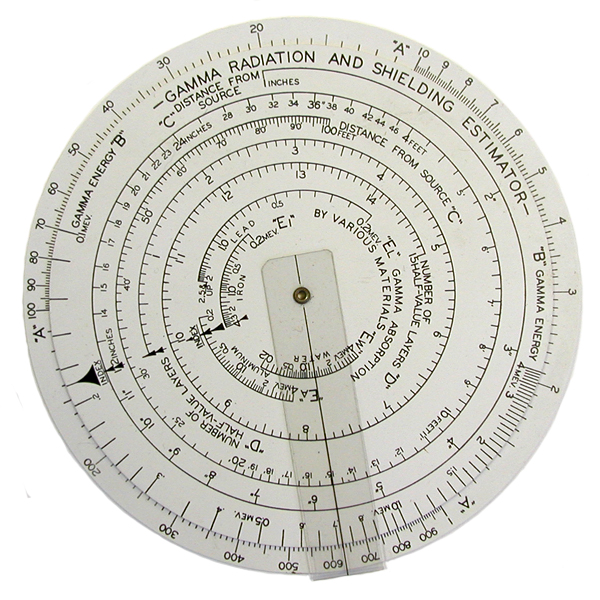 Slide Rule for Shielding Calculations from Radioisotope Applications Company (ca. 1950s)