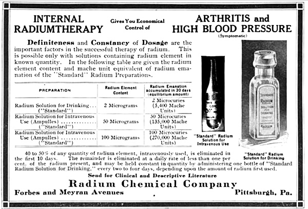 Standard Radium Solution for Drinking (ca. 1915-1925)