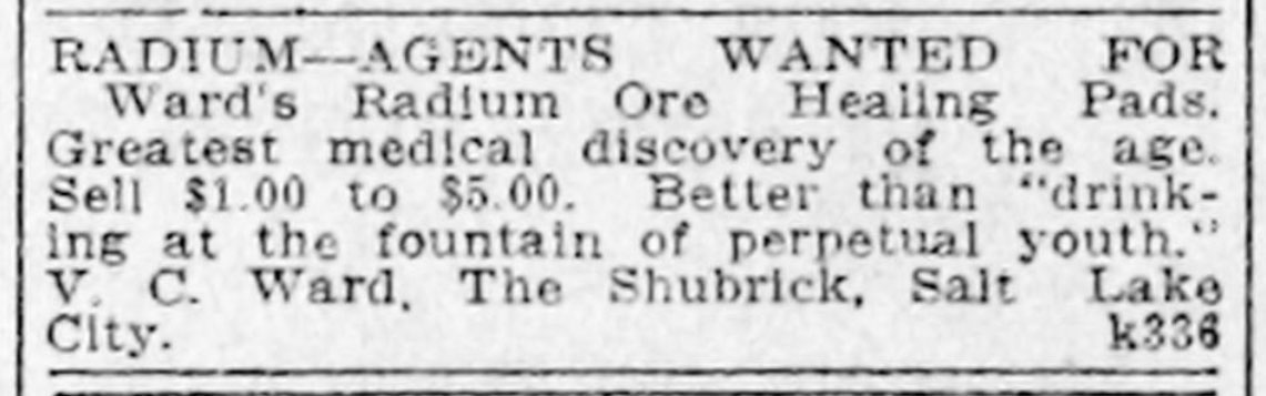 Ward's Radium Ore Healing Pad (1916-1918)