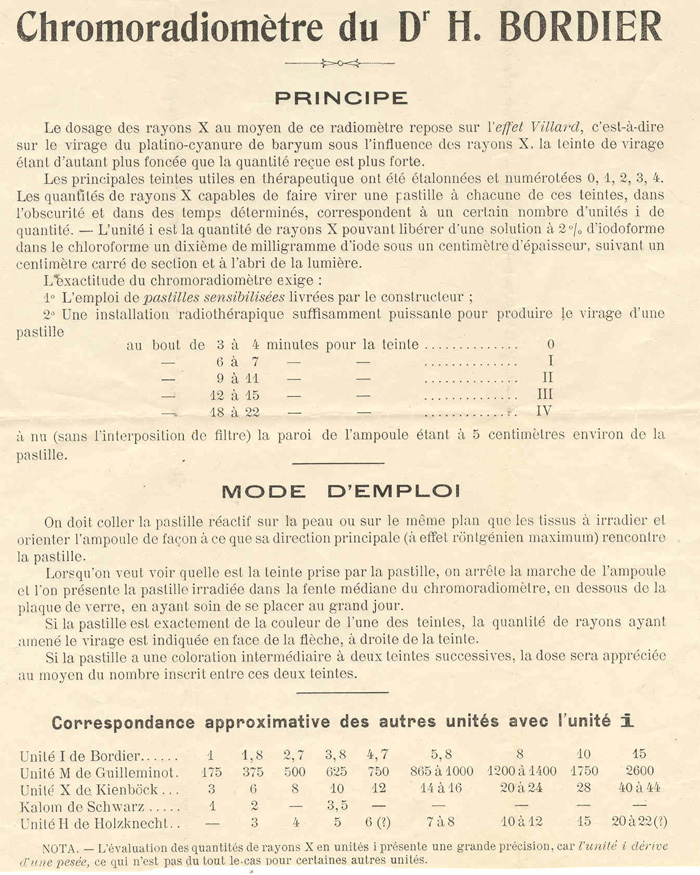 Dr. Bordier's Chromoradiomètre (ca. 1911-1920)