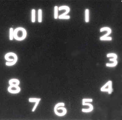 Radioluminescent clock face radium autoradiograph