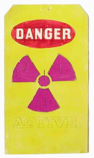 Prototype Trefoil Warning Sign with Yellow Background