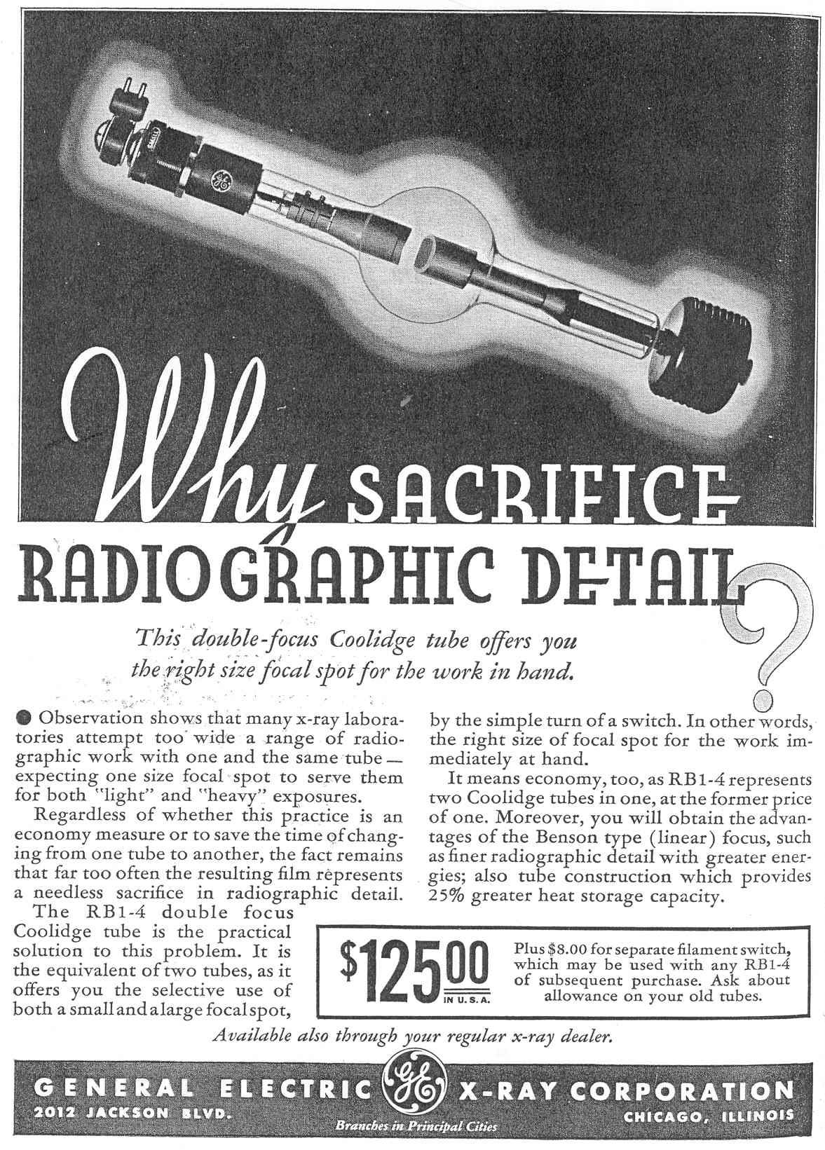 General Electric RB-1-4 Radiator Tube advertisement