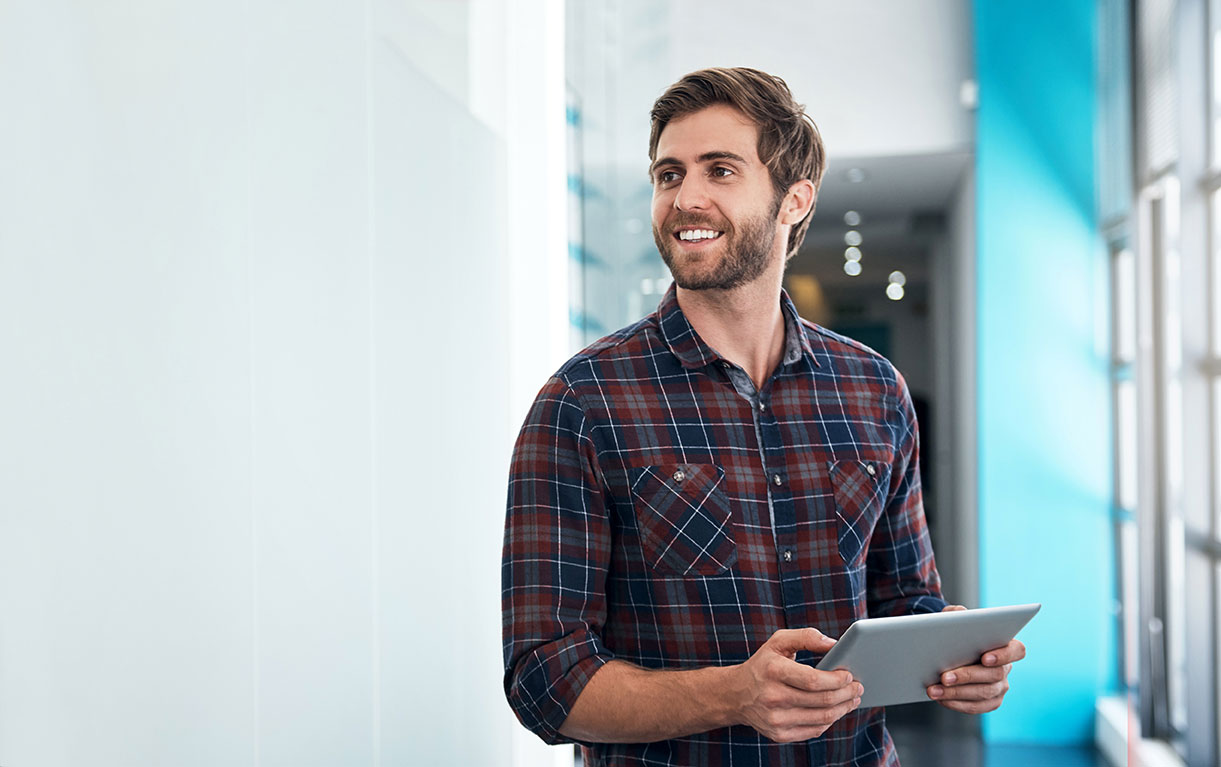 Man using a tablet