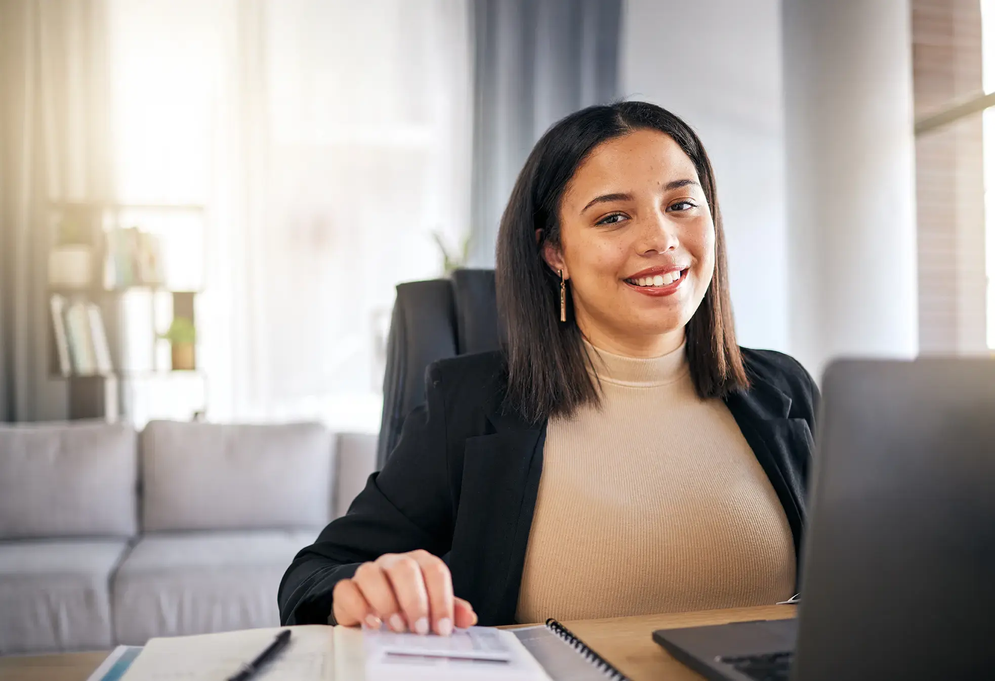 Woman working in home office