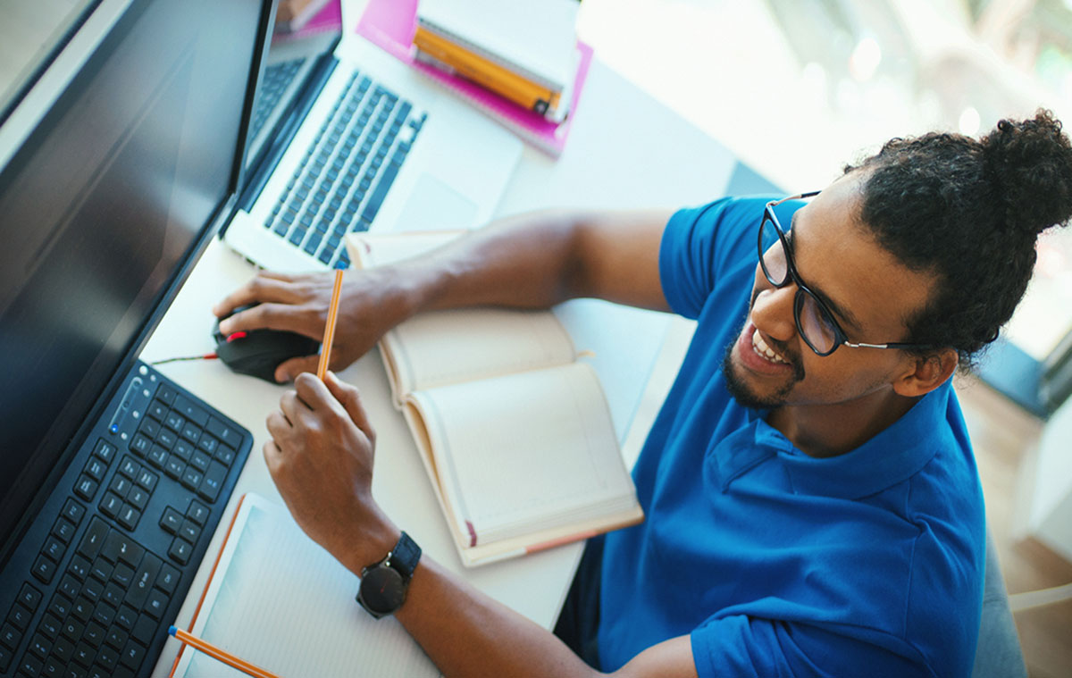 Man working at a computer