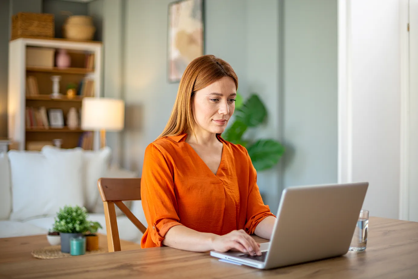 Woman working on laptop