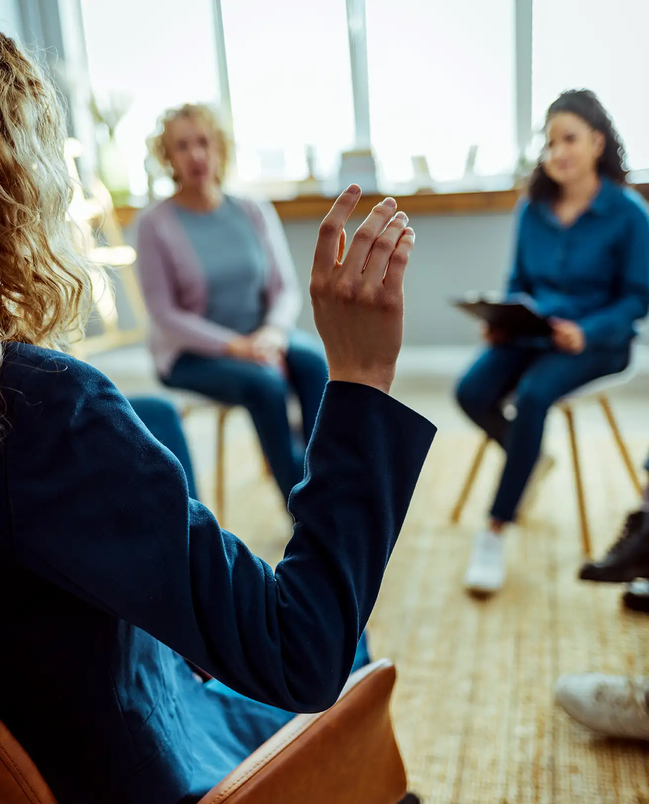 Multiple people take part in a focus group