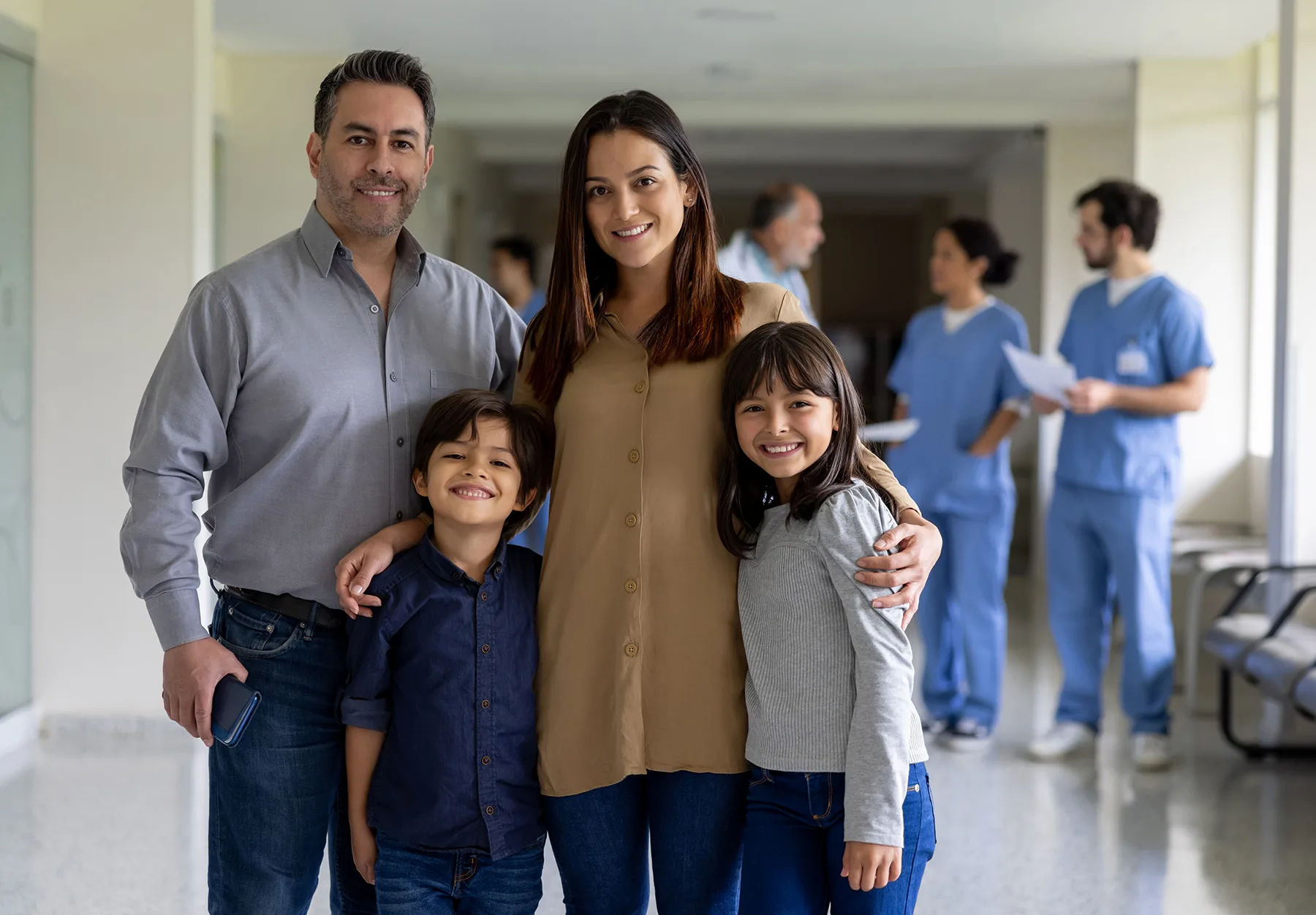 A family walks in a hospital