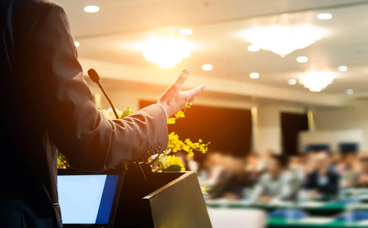 Person giving a presentation during a meeting