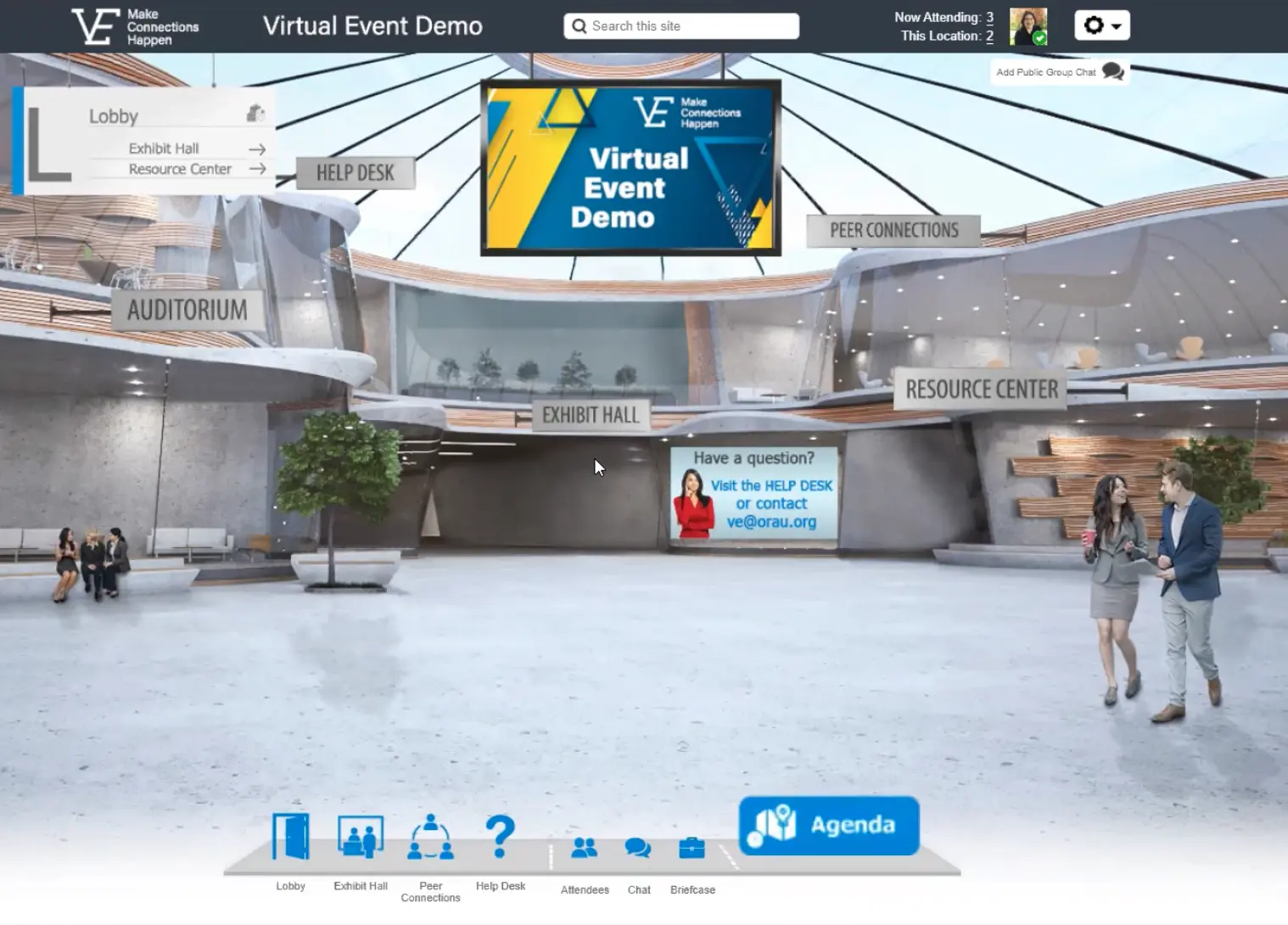Screen capture of a frame describing virtual event capabilities 